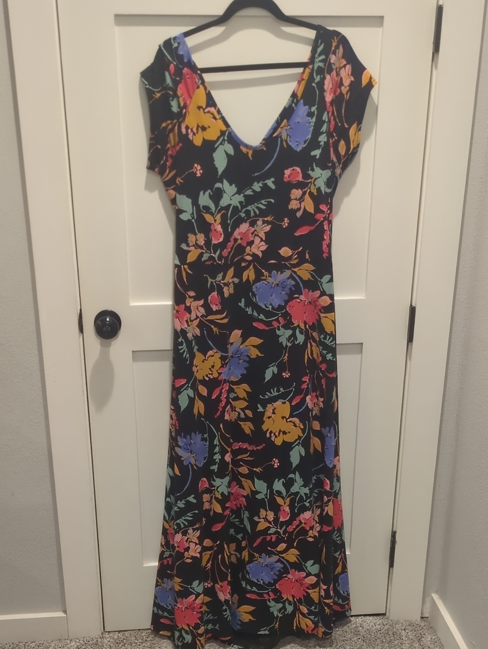 Pact Black Floral  Maxi with cut-out back